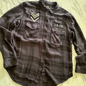 Rails LA14 Military Charcoal Onyx Button Down Shirt Womens S Long Sleeve